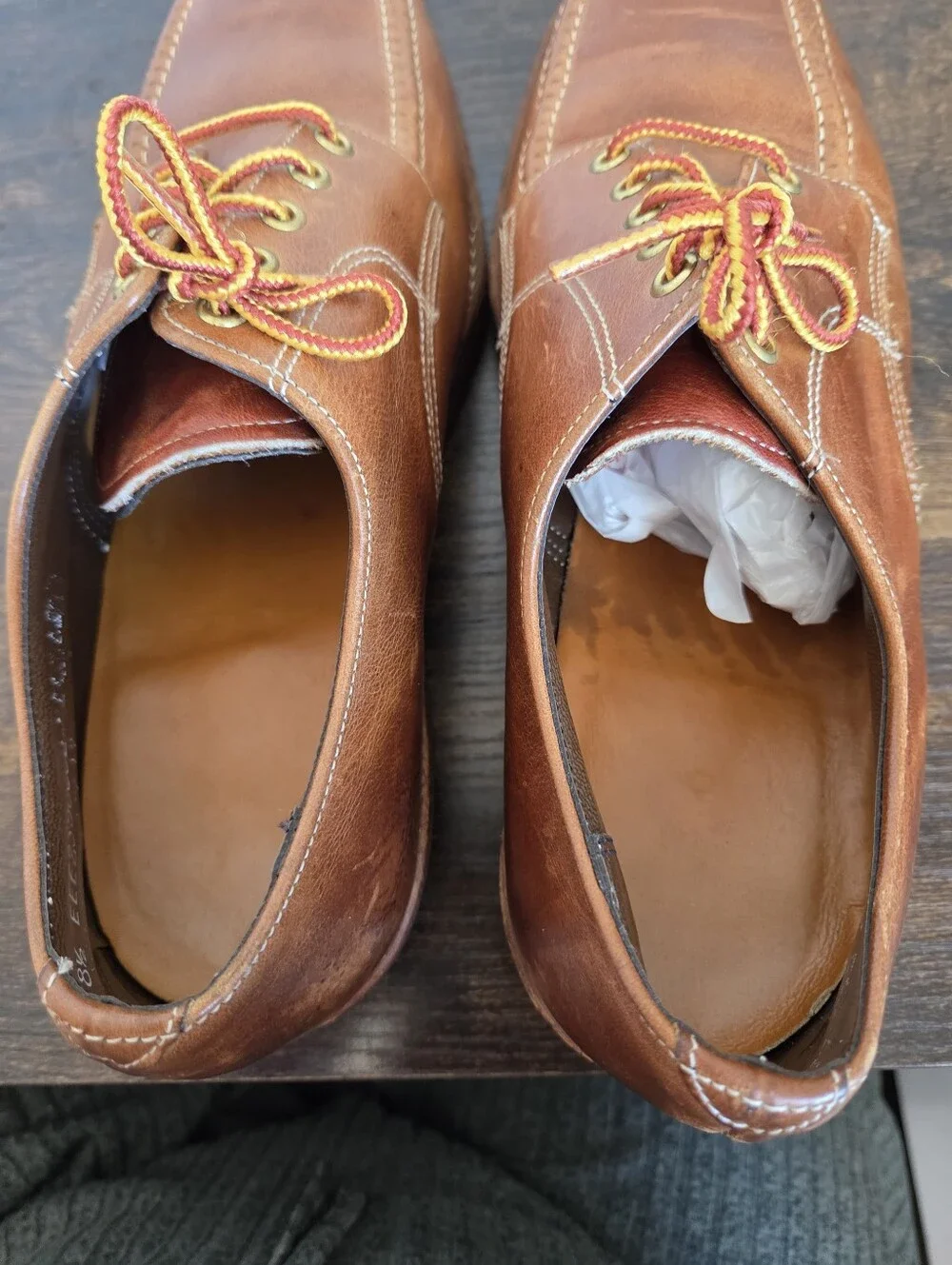 Vintage Leather Shoes Men Oxford Derby Lace Up Brown Cognac Preppy Heritage 8.5